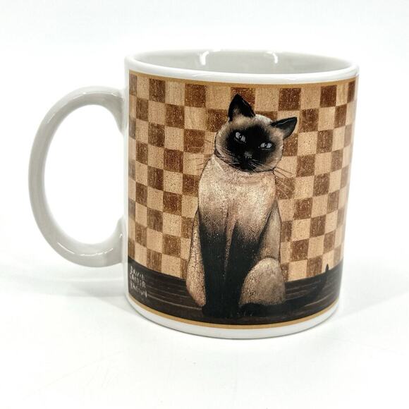 VTG 2004 Country Kitties Set/2 Coffee Mug Dessert Plate Siamese Cat DC Brown Co. - Picture 2 of 9